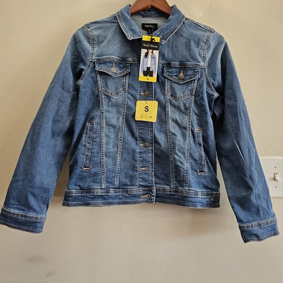 WELL WORN Women’s Denim Jacket, Dark Blue, S, XL - Picture 2 of 7